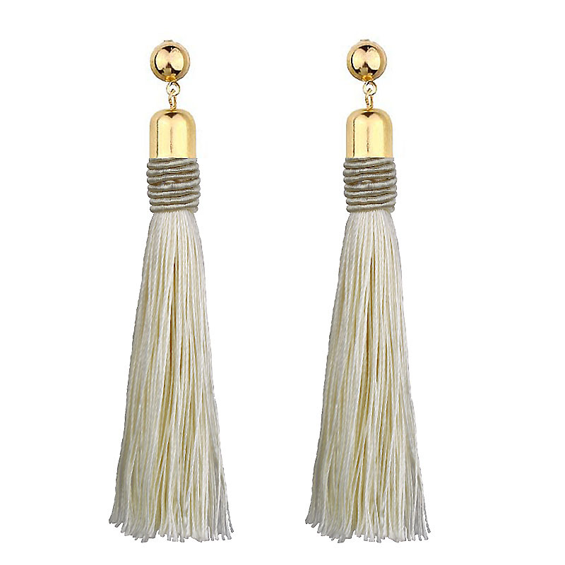 Bohemian Lange Tassel Dangle Oorbellen Voor Vrouwen Rood Zwart Zijde Verklaring Oorbel Etnische Mode-sieraden