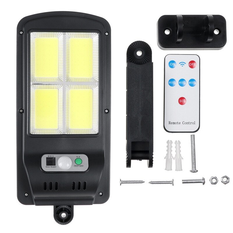 Ledet solenergi gatelykt utendørs vanntett vegglampe ekstern pir sensor menneskelig induksjon kolbe industriell hage motorvei lampe: Gylden gul / 2 stk