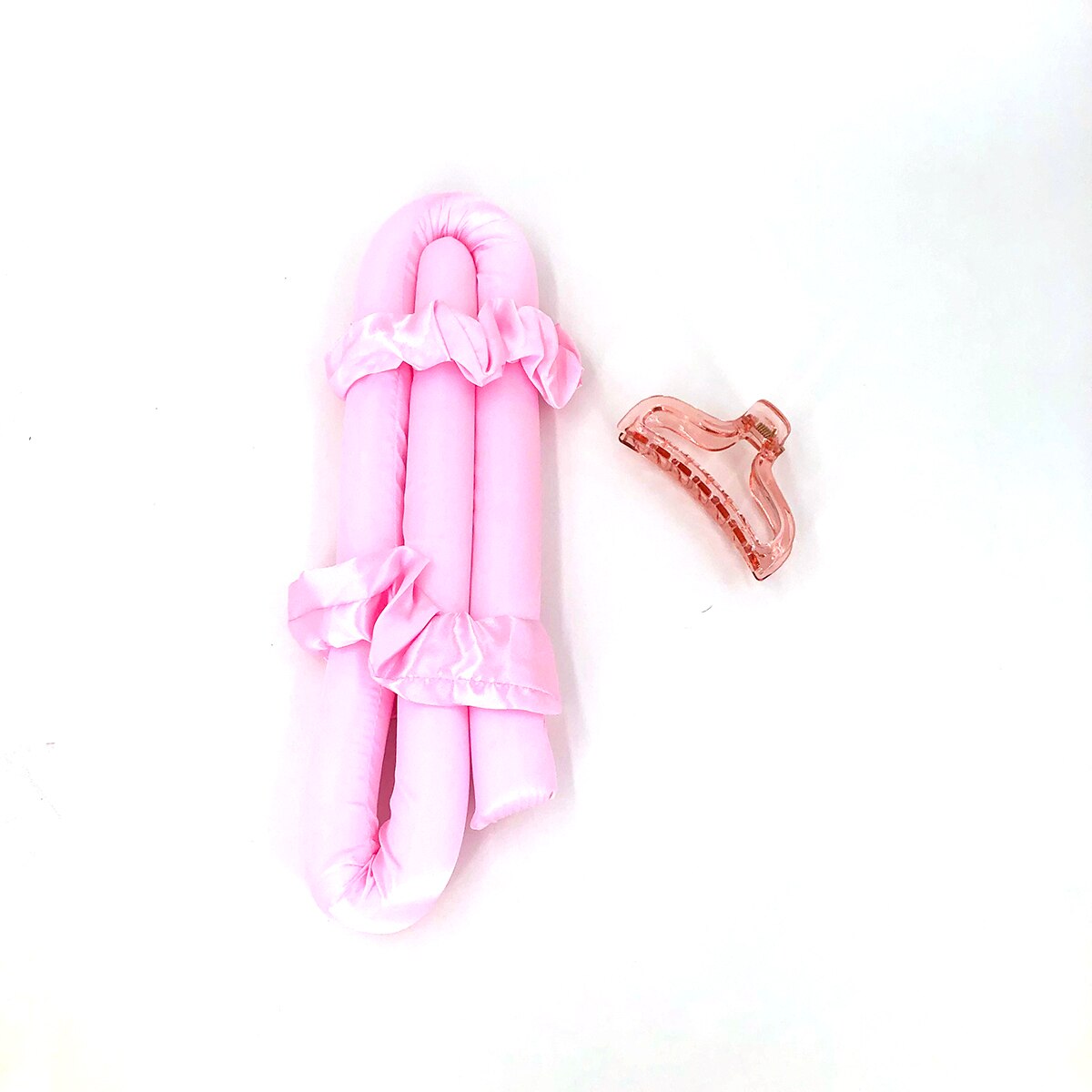 Heatless Curling Rod Headband No Heat Hair Curlers Ribbon Hair Rollers Sleeping Soft Curl Bar Wave Formers DIY Hair Styling Tool: Pink with Hairpin