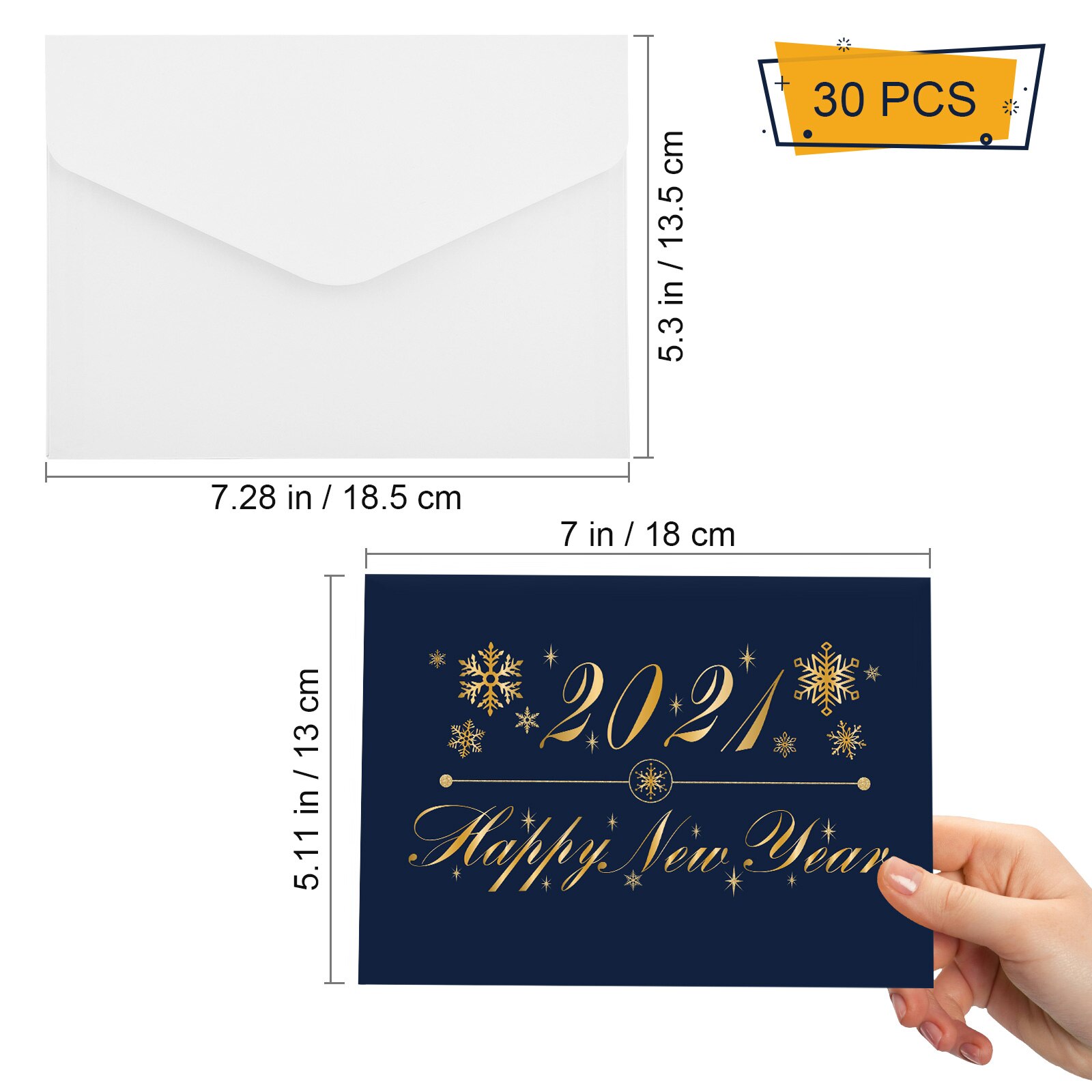 STOBOK 30pcs Happy Year Cards With Envelopes White Cardboard Blessing Cards Blank Greeting Cards With Envelope