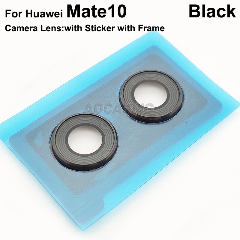 Aocarmo For Huawei Mate 10 10 Pro Main Camera Lens Rear Back Camera Lens Glass With Frame Ring Cover Adhesive Sticker: Mate 10 --Black