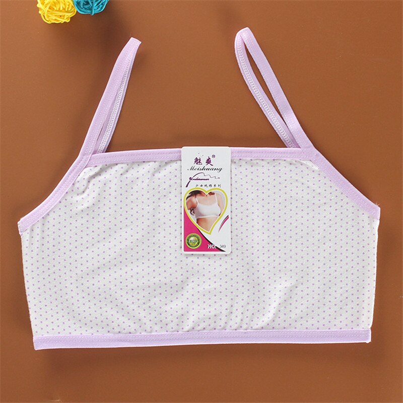 Jeunes filles coton Camisoles fille sous-vêtements impression dot gilet haut pour adolescents formation camisole: Lavande