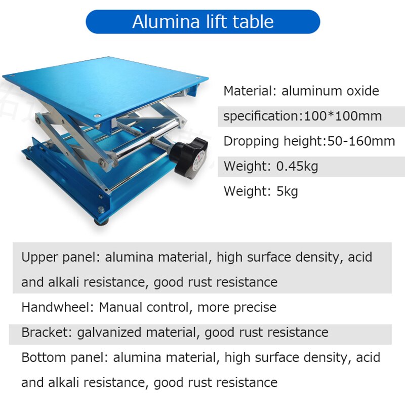 Aluminum Router Lift Table Stainless Steel Lift Table Laboratory Lifting Platform Spirit Level Lift Stand Manual Lift Platform
