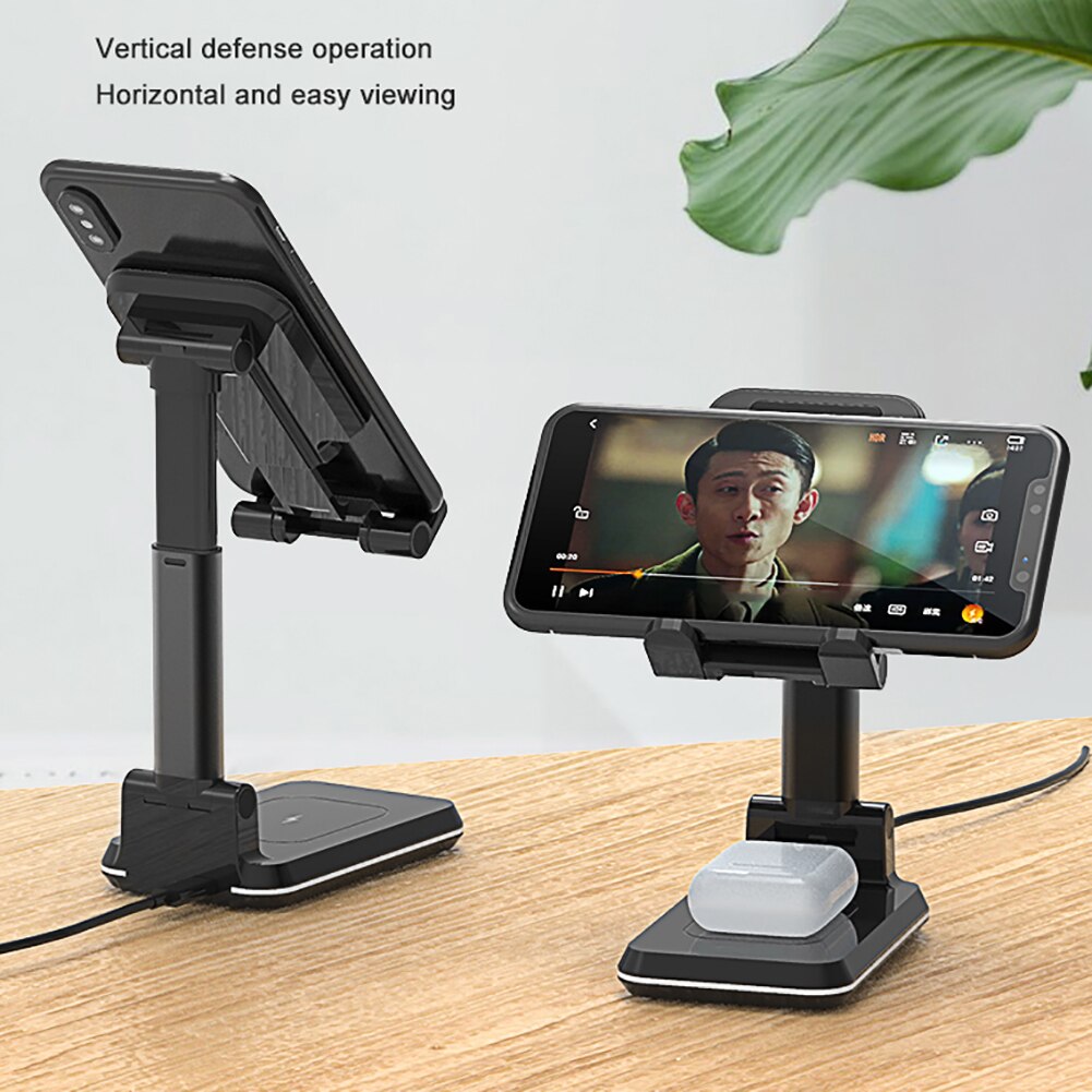 Wireless Charging Tablet Mobile Phone Stand Holder Folding Metal Adjustable Desktop Phone Bracket For iPhone