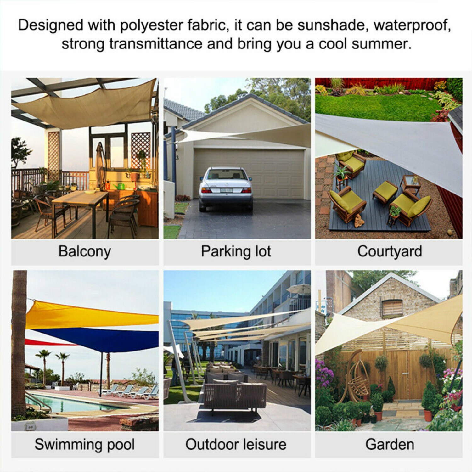 Outdoor Heavy Duty Sun Shade Sail Waterproof Uv Proof Tent Canopy Shelter Sunshade Camping Shade Canopy Cover Awning