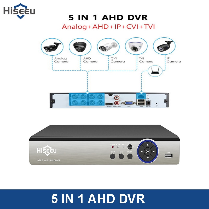 Hiseeu 4CH 960P 8CH 1080P 5 In 1 DVR Video Recorder Voor AHD Camera Analoge Camera IP Camera p2P Cctv Systeem DVR H.264 VGA HDMI