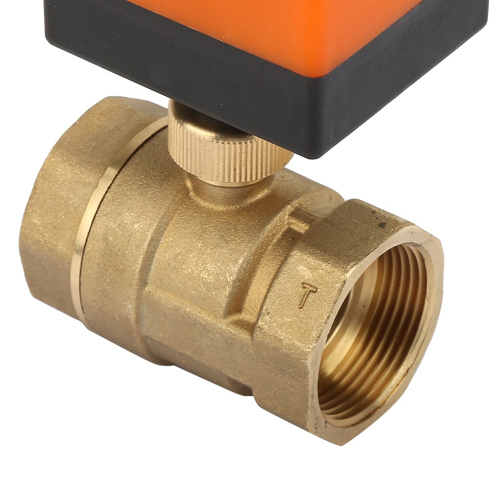 Válvula eléctrica de bola motorizada de latón para agua, 12V, 2 vías, 3 cables, DN32, rosca de G1-1/4 pulgadas, rotación de 90 grados, para aceite y Gas