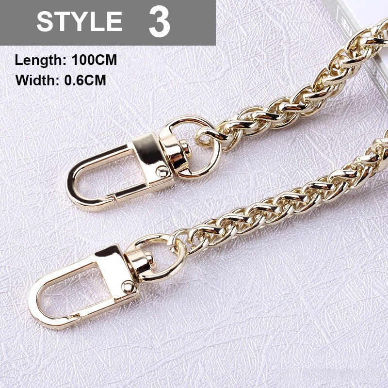Correa de Metal para bolso de mujer, cadena de acero inoxidable para bolso cruzado, accesorios de hombro desmontables, 100cm: Golden3