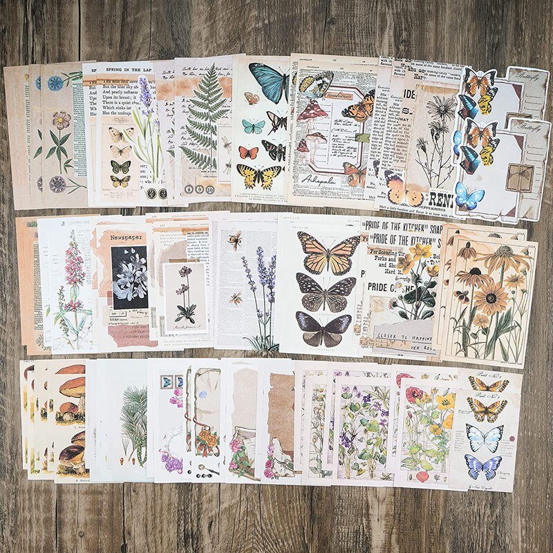 Vintage Scrapbook Supplies Pack (200 Pcs) for Art Journaling Junk Journal Planners DIY Paper Stickers