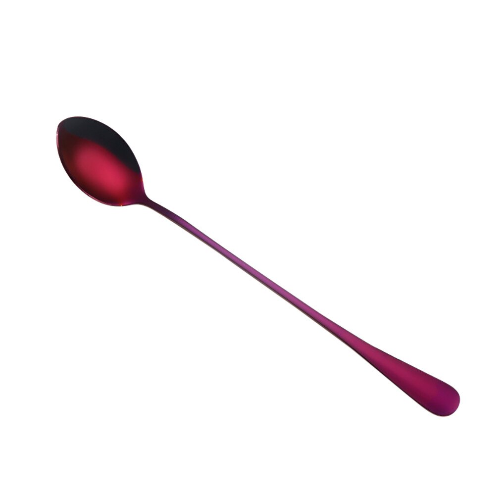 Stainless Steel Spoon With Long Handle Ice Spoon Coffee Spoon Tea Home Kitchen Tableware Colorful Spoons