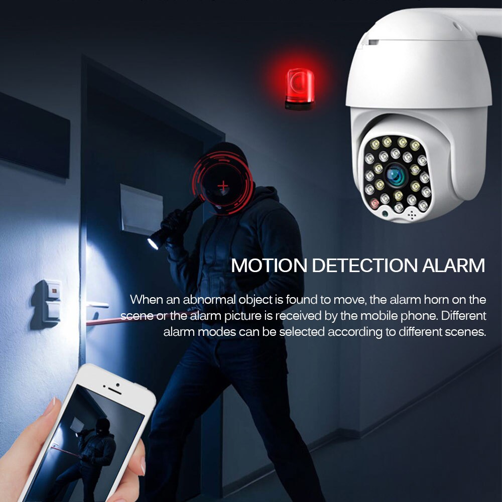 1080P Wifi PTZ Camera Outdoor Auto Tracking CCTV Home Security IP Camera 4x Digital Zoom High Speed Dome Siren