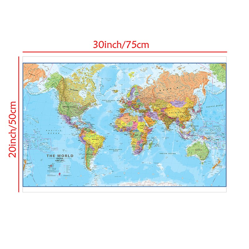 The Regular World Map Non-woven Canvas Painting Wall Art Poster and Prints Modern Artwork Living Room Home Decoration 75*50cm
