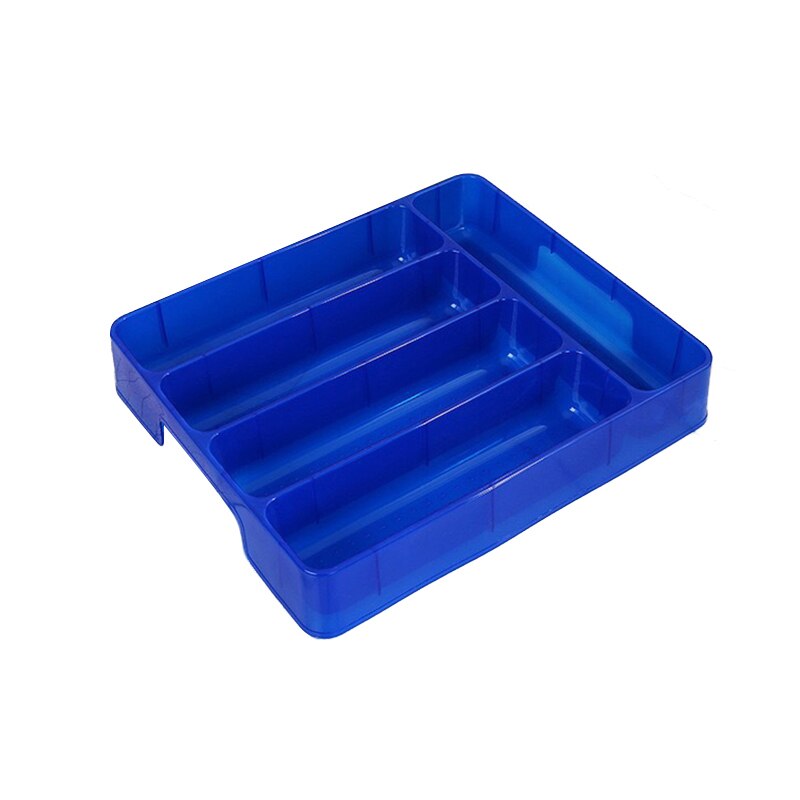 Kitchen Tools Drawer Organizer Tray Spoon Forks Cutlery Separation Finishing Rack Storage Box Portable Cutlery Storage Organizer: Blue