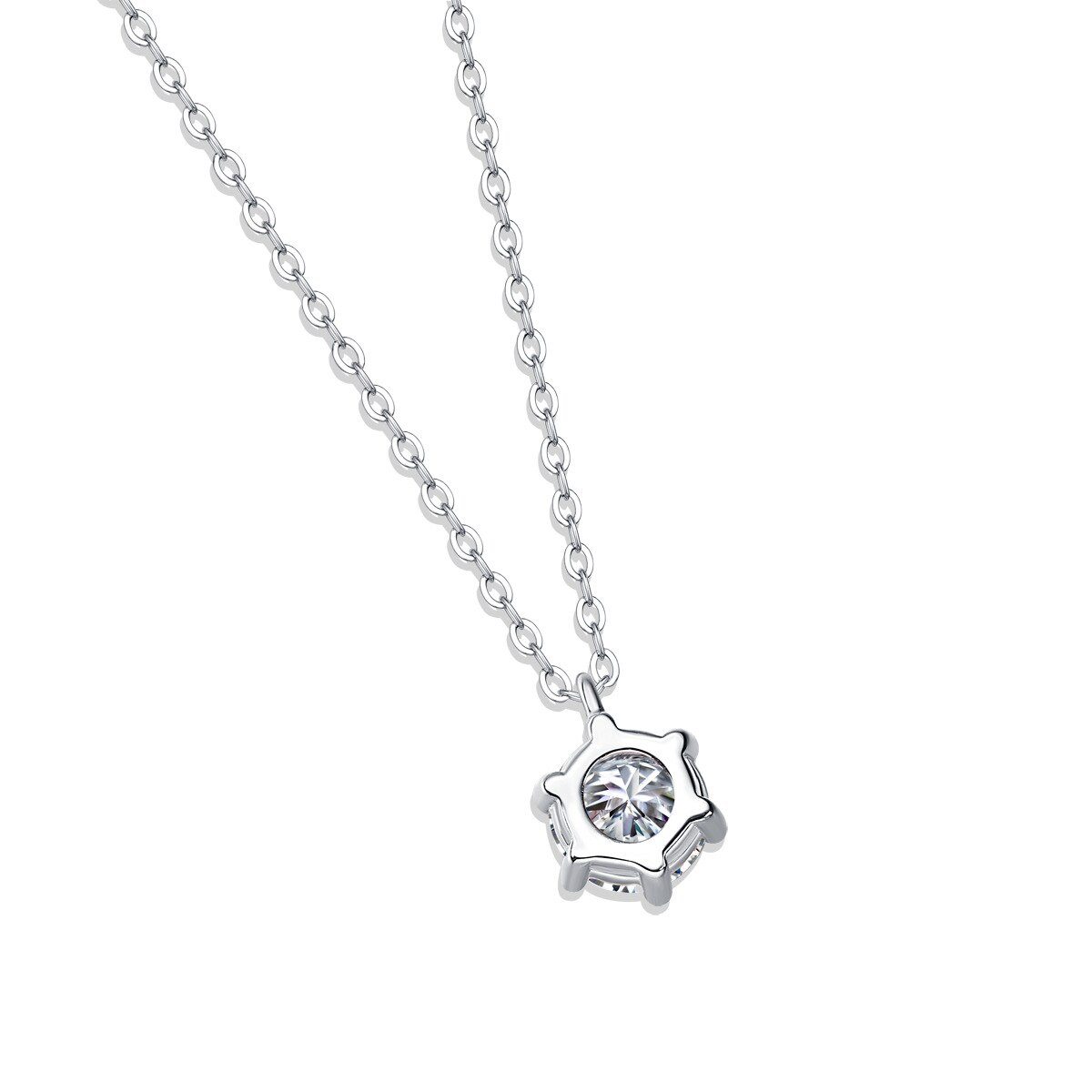 1 ct moissanit-anhänger 925 sterlingsilber mit schlüsselbeinkette – schlichter, runder schliff #39 feines schmuckstück, ideal für damen, zum geburtstag