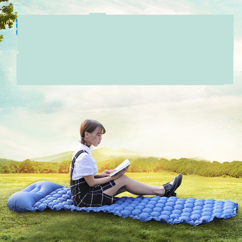 Vilead ultralett utendørs oppblåsbar pute med pute bærbar campingmatte liggeunderlag fottur ryggsekk reise 190*57 cm