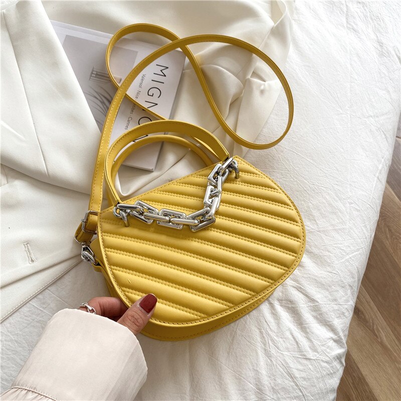 Branded Vrouwen Tote Bag Mini Chain Schouder Crossbody Tassen Pu Lederen Strand Handtassen Vrouwelijke: Yellow