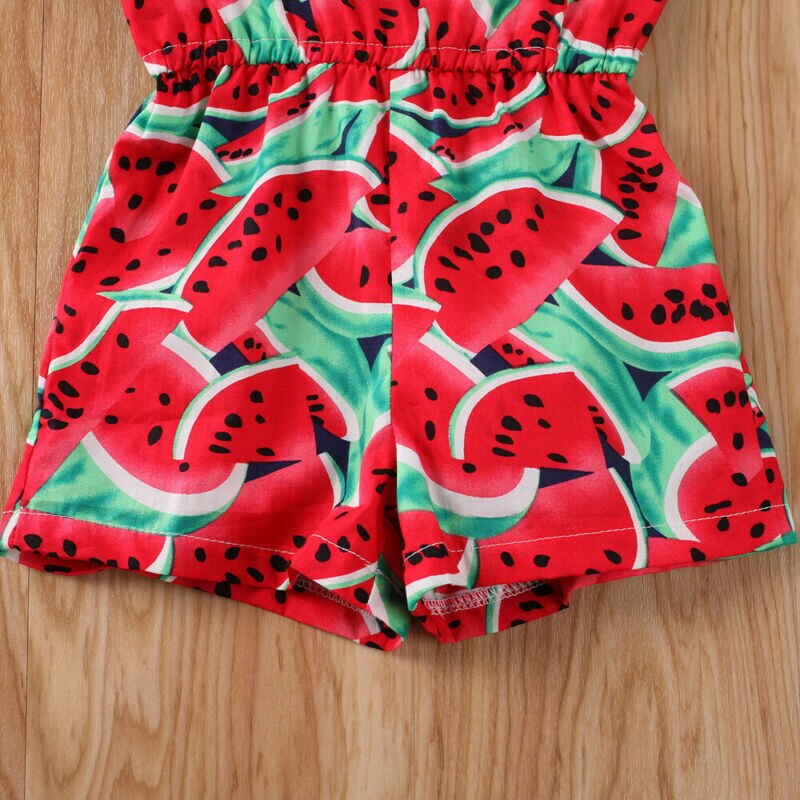 Nyfødt baby pige rompers pandebånd frugt citron vandmelon sommertøj ærmeløs jumpsuit playsuit outfits kostume