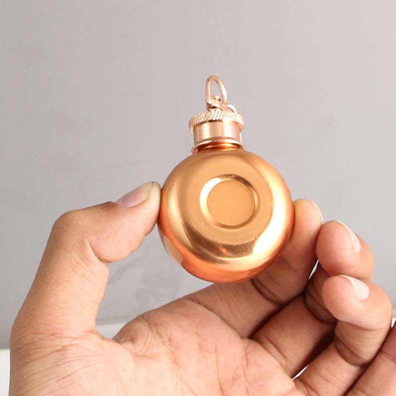 BalleenShiny-Mini Petaca redonda de acero inoxidable, 1oz, 28ml, con llavero, licor, whisky, vino, olla, vasos y botellas pequeños