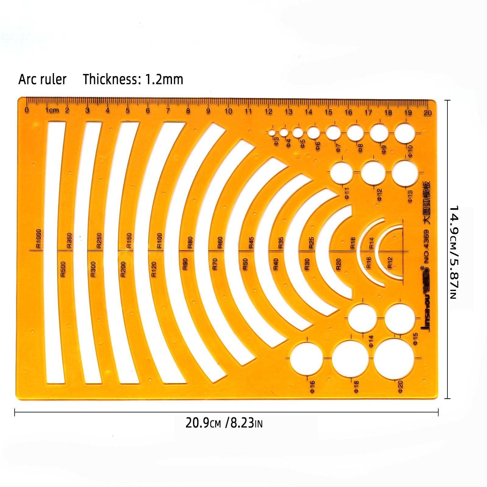 Circular oval ruler durable K Resin drawing furniture architect template drafting ruler template measuring ruler: PURPLE