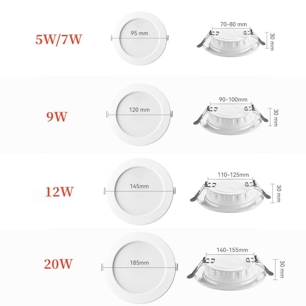 LED-Downlight-Deckeneinbauleuchte, 7 W, 9 W, 12 W, 20 W, AC220 V, kaltweißer LED-Strahler für Wohnzimmer, Flur, Badezimmer, Küche