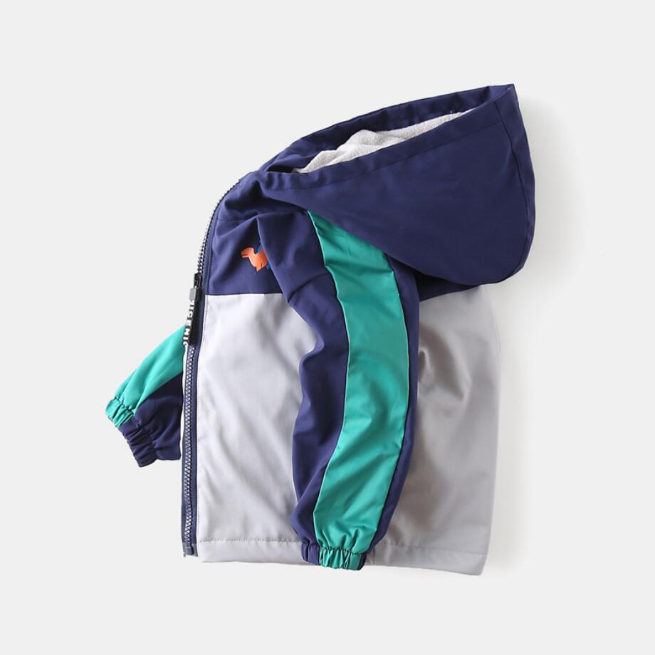 Kinderen Hooded Jas Herfst Lange Mouwen Rits Patchwork Pluche Jas Peuter Kids Uitloper Tops Voor 2-6 jaar