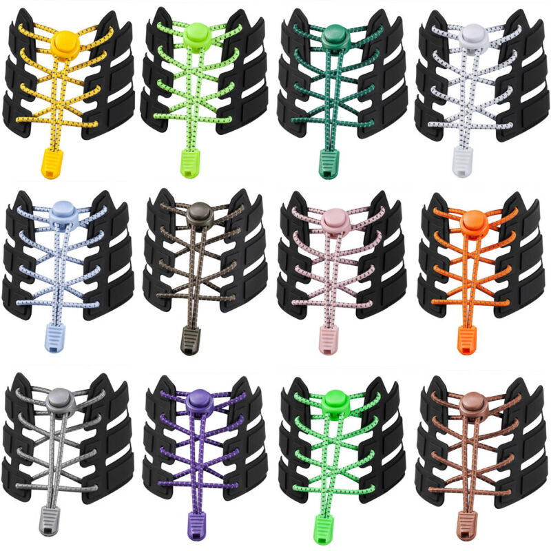 No Tie Shoelaces Elastic Laces Lock Kids Adults Trainers Running Triathlon Brand No-tie Shoelace Multi-color Option