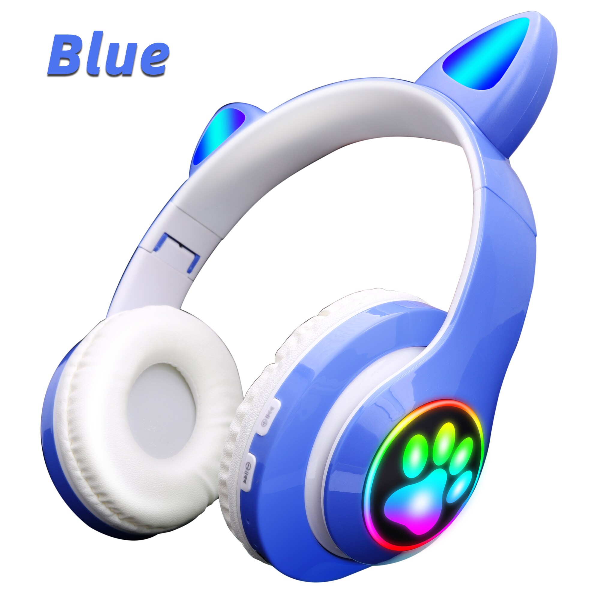 Różowe słodkie kocie uszy bezprzewodowe słuchawki zestaw słuchawkowy zgodny z Bluetooth Stereofoniczne składane słuchawki z mikrofonem muzyka prezent dla dziewczynki