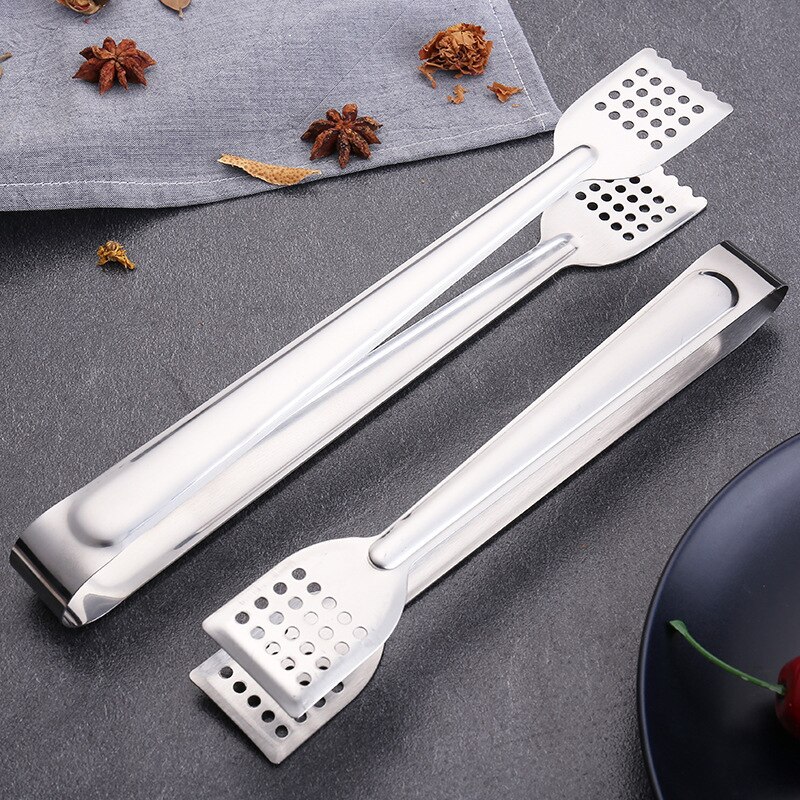 Stainless Steel Heat Resistant Hollow-Out Barbecue Food Tongs Kitchen Food Tong Bread Salad Ice Cube Clip Kitchen Utensils