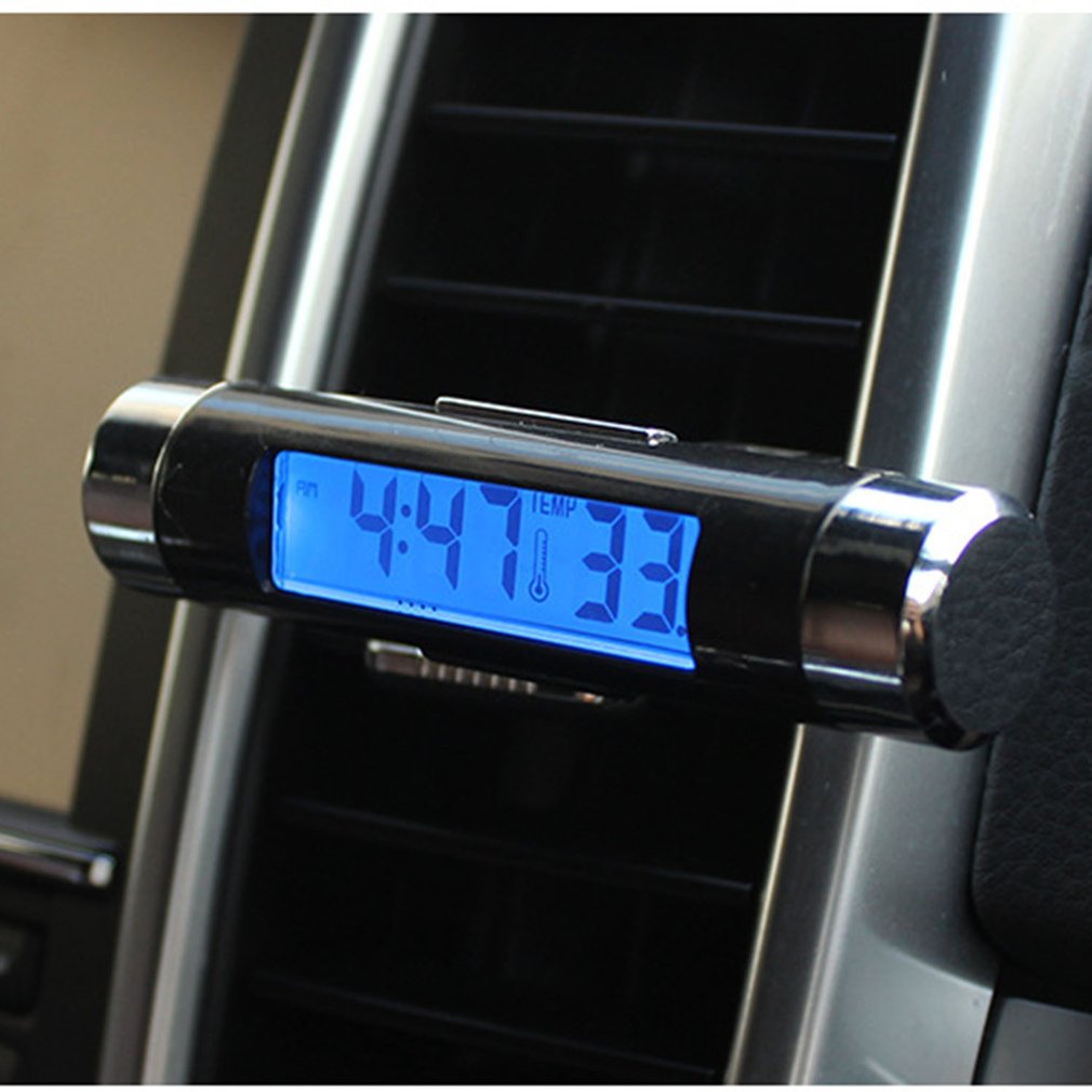 Neue 2 in 1 Auto Fahrzeug LCD Digital Anzeige Automobil Thermometer Uhr Tragbare Auto Luft entlüften Auslauf Clip-auf LED-hintergrundbeleuchtung