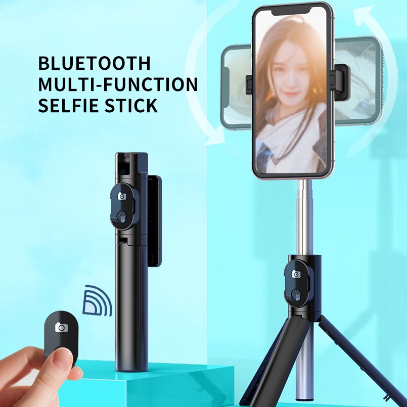 Portable Rotation Blutooth Self Stick For iPhone 12 11 Pro Max Foldable Tablet Desk Monopod Tripod Live Photo Self-Timer Holder