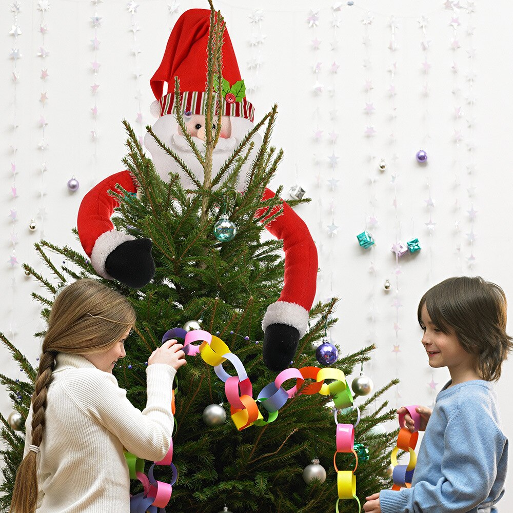 Juletræ topper sød top hat vinter fest træ dekorationer gammel mand snemand elg ornament julepynt