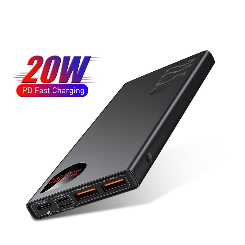Baseus batterie externe 10000mAh avec 20W PD charge rapide Powerbank chargeur de batterie Portable paupérine pour iPhone 12Pro Xiaomi Huawei: Default Title