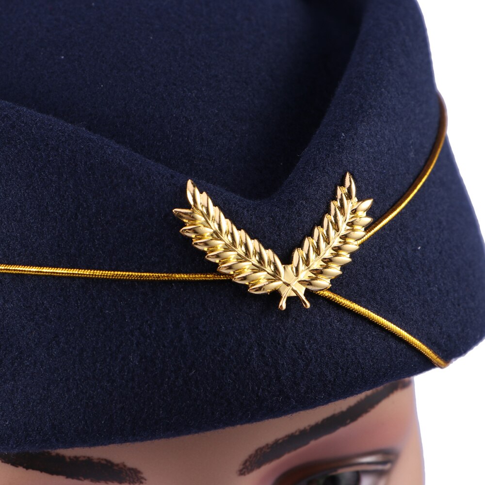 Air Stewardess Hat Woolen Flight Attendant Hat Stewardess Cap for Costume Cosplay Musical Performance - Size M(Red)
