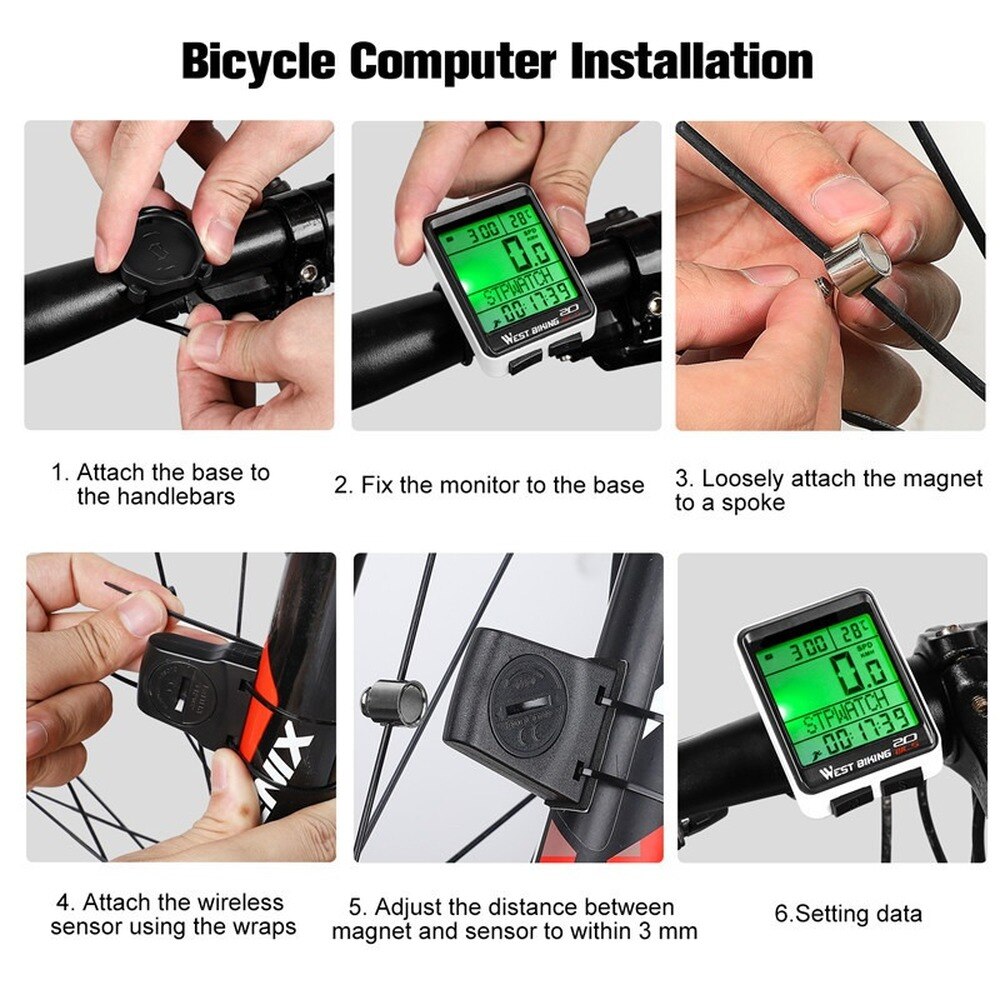 GPS Waterproof Bicycle Computer Wireless Bicycle Odometer Stopwatch Speedometer 2.1 Inch Bicycle Computer 5 Languages Stopwatch