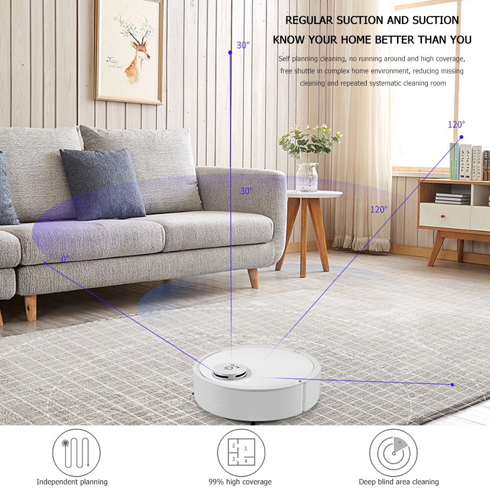 Intelligent Sweeping Robot Vacuum Smart Sensor Strong Suction Quiet Operation Robotic Vacuum Cleaner for Pet Hair Carpet Floor