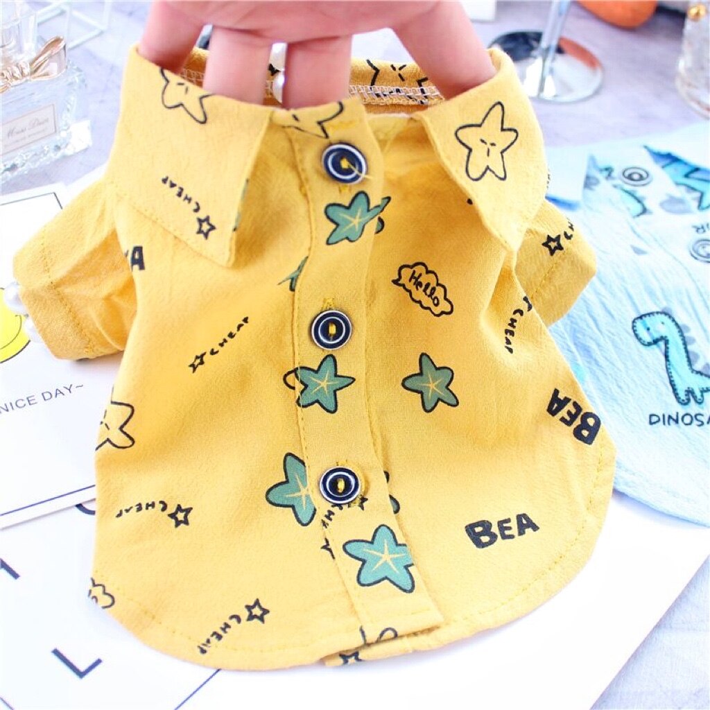 Katoen Beer Print Hond Shirt Voor Pet Geel Wit Katoen Bichon Chihuahua Kleine Puppy Dier Kat Kleding Zomer Jas goederen