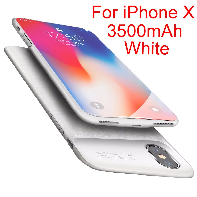 Baseus Battery Charger Case For iPhone X 10 Ultra Slim Power Bank External Backup Pack Charging Battery Cover For iPhoneX: White