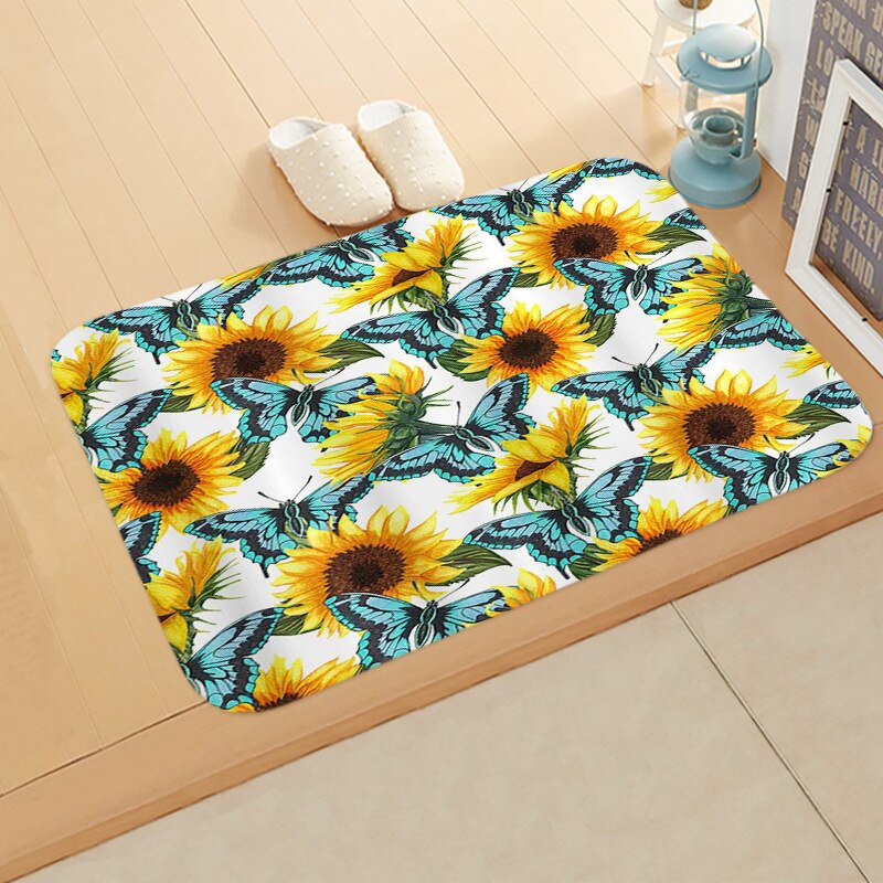 Zonnebloem Patroon Keuken Bad Deur Mat Slaapkamer Antislip Coral Fluwelen Absorberende Tapijt Tapijt Eenvoudige Home Decor Deurmat: 2DD-48120-010