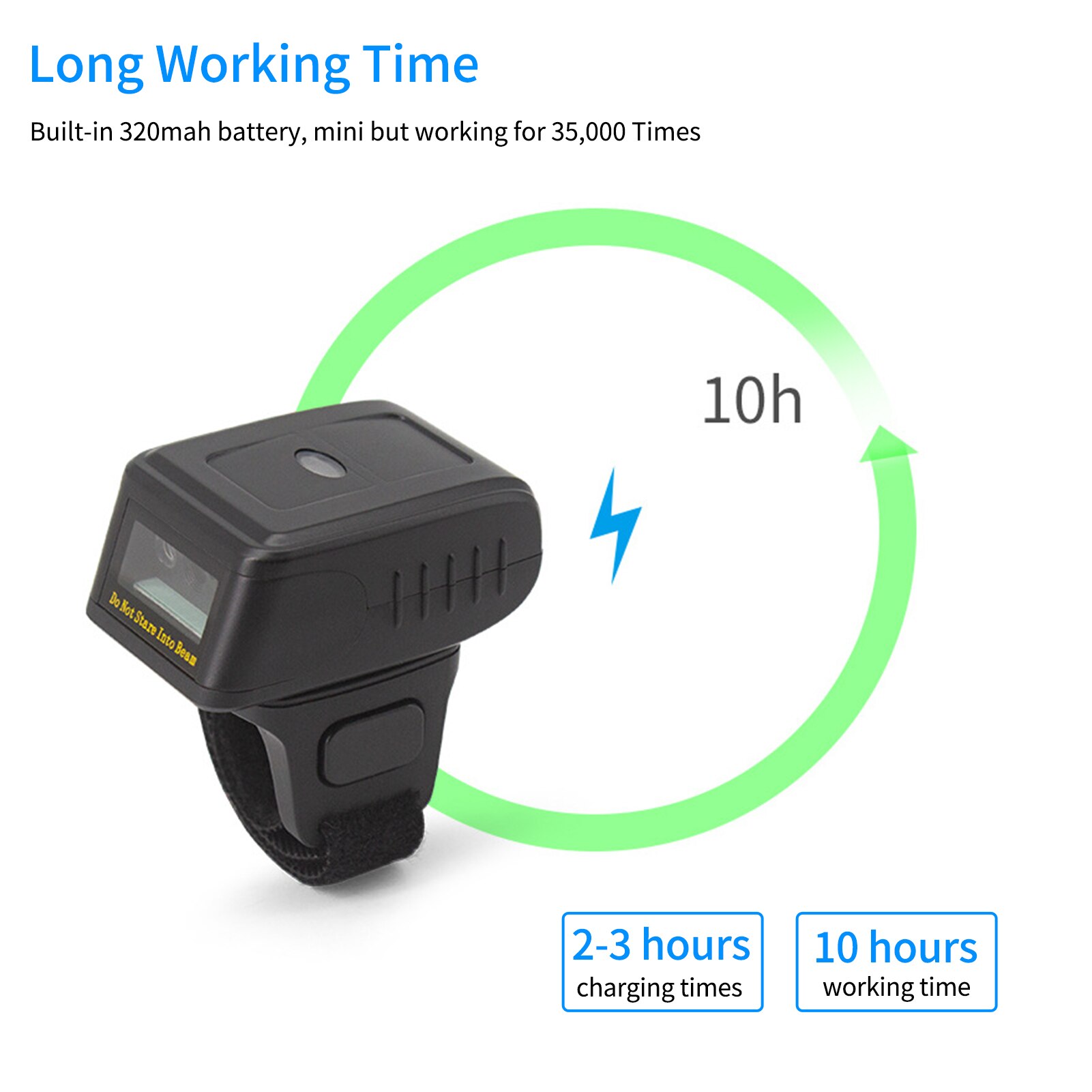 Aibecy Barcode Scanner 1D/2D/QR Barcode Portable Finger Handheld Wearable Ring Code Reader Support for Windows PC Computers