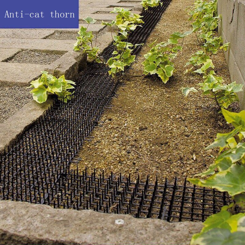 Estera de espino de gato estera de plástico Anti-gato espino para proteger gatos de plantas y flores valla protectora de uñas para jardín