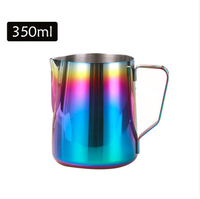 Stainless Steel Milk Frothing Pitcher Jug Espresso Steaming Pitcher with Scale for Cappuccinos &amp; Latte Art: 350ML Rainbow
