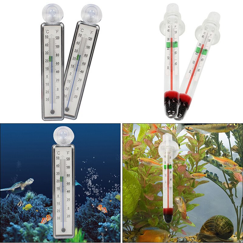 Aquarium Vertical Thermometer Suction Cup Fish Tank Glass Anti Dropping Water Temperature Gauge Meter Household Accessories