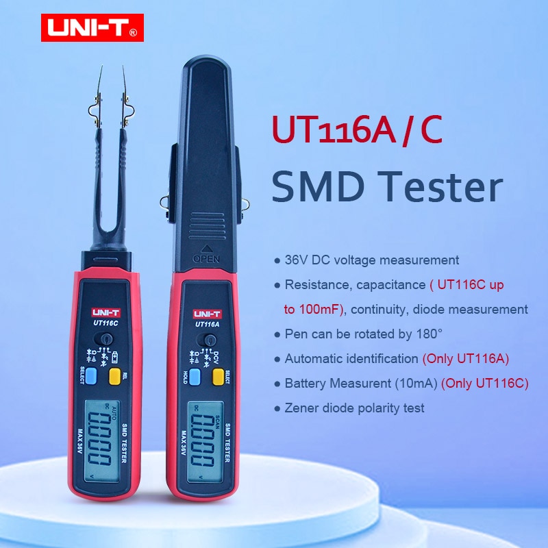 UNI-T Smd Tester UT116A UT116C Multimeter Auto Range Weerstand Capaciteit Diode (Rcd) Led Zener Dcv Continuïteit Batterij Tester