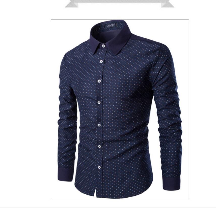 Men Shirt Long Sleeve Slim Fit Shirt Spring Casual Clothes Male Shirts