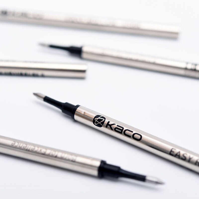 5 unids/caja estándar internacional Kaco repuesto de Rollerball de barra de Metal de tinta negro 0,5mm rotuladores recambios de la Oficina de la escuela suministros