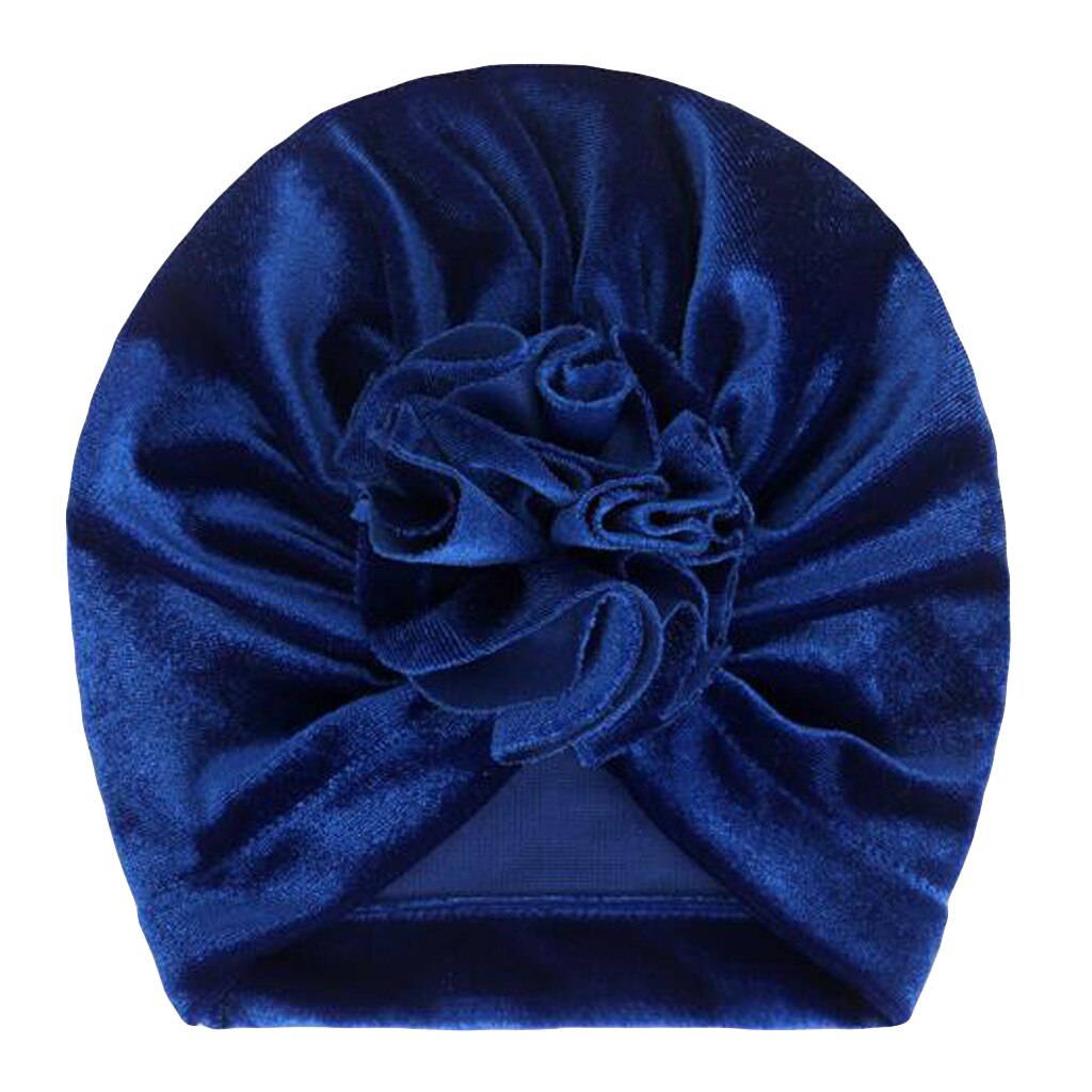 Baby Bloem Fluwelen India Hoed Moslim Ruche Kanker Chemo Hoed Beanie Meisjes Jongens Moslim Sjaal Cap Haaraccessoires
