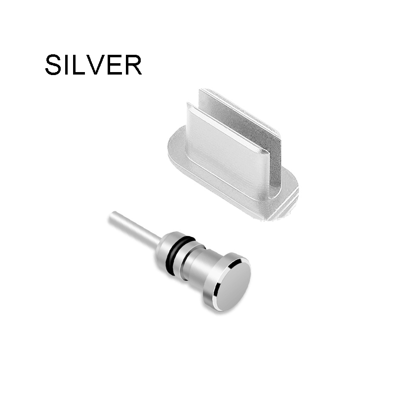 Protector de teléfono Usb c, enchufe antipolvo para Usb, cubierta antipolvo, accesorios para teléfono celular, tapa antipolvo tipo c, conector para auriculares: Plata