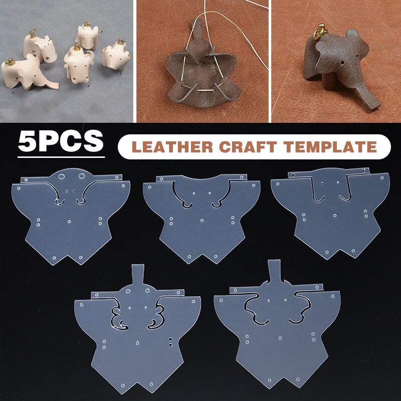 5pcs/set DIY Leather Craft Animal Elephant Sewing Pattern DIY Handmade Craft Template Size 130*130mm 130*150mm
