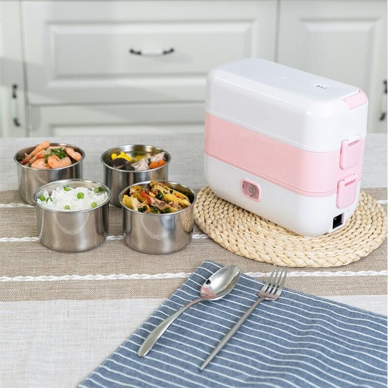 220V Portable Electric Rice Cooker Mini Multi Food Cooker Electric Lunch Heating Box Steaming Cooking Pot Machine