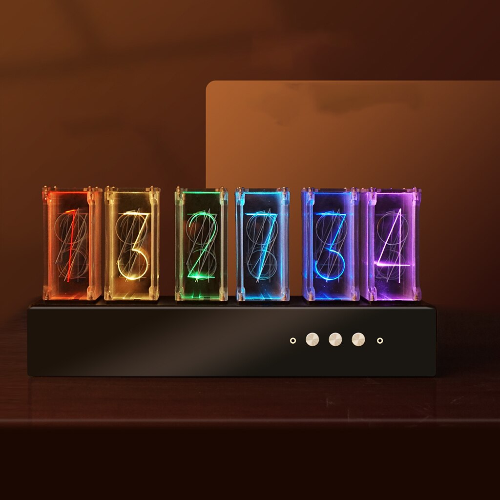 Modern Tabletop USB Nixie Tube Clock Large Display LED Digital Desk Clock Interior Living Room Home Decors Year